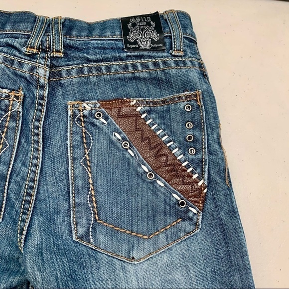 GS115 Jeans Kids 10 Straight Leg Leather Accent Pockets Girl - Picture 5 of 13